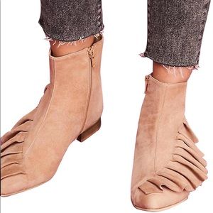 Anthropologie Ruffle Suede Booties